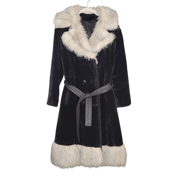 Union Made Jackets & Blazers - Vintage Union Made Womens Faux Fur Coat Black Mob Wife 60s 70s Penny Lane Maisel